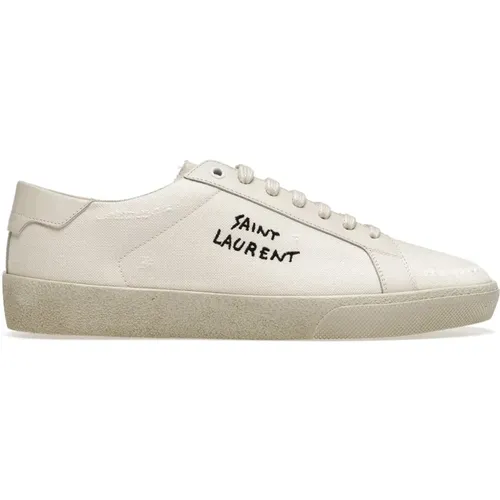 Canvas Sneakers with Leather Detail , male, Sizes: 6 1/2 UK, 7 1/2 UK, 6 UK, 7 UK, 5 1/2 UK - Saint Laurent - Modalova