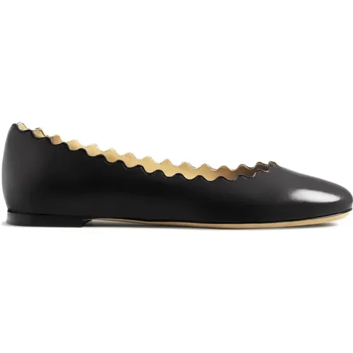 Scallop Trim Flat Shoes , female, Sizes: 3 UK, 2 UK, 6 UK - Chloé - Modalova