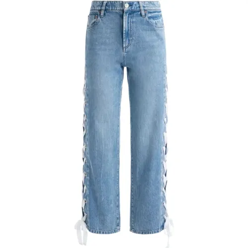 Blaue Lace-Up Cropped Jeans , Damen, Größe: W28 - alice + olivia - Modalova