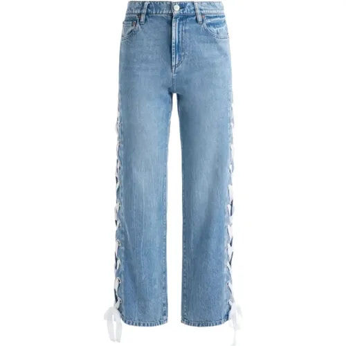 Lace-Up Cropped Jeans , female, Sizes: W28, W27, W25, W26 - alice + olivia - Modalova