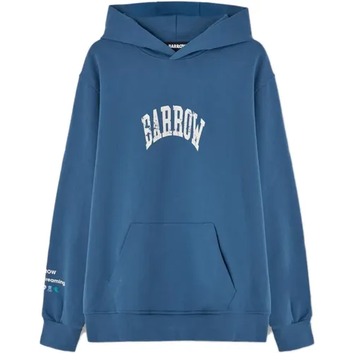 Blauer Hoodie mit Logo-Druck , Herren, Größe: M - BARROW - Modalova