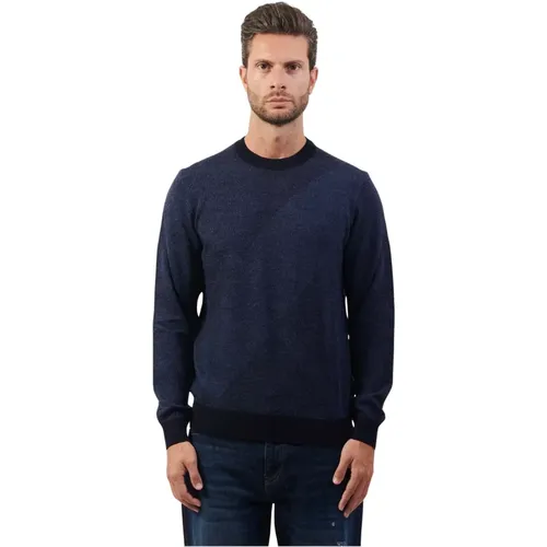 Blaue Jacquard-Strickpullover , Herren, Größe: 2XL - Hugo Boss - Modalova