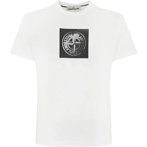 Logo Print Baumwoll T-Shirt , Herren, Größe: 3XL - Stone Island - Modalova