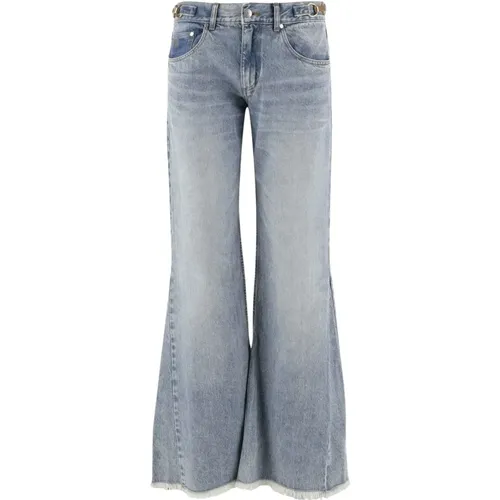 Wide Leg Denim Jeans with Embroidered Logo , female, Sizes: W26, W29, W27, W28, W25 - Stella Mccartney - Modalova