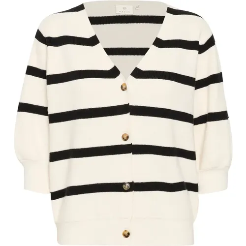 Striped Cardigan with Puff Sleeves , female, Sizes: M - Kaffe - Modalova