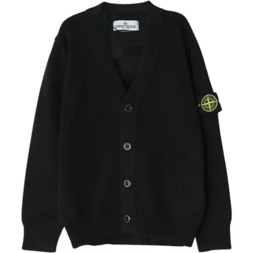 Schwarzer Kinder Cardigan Pullover - Stone Island - Modalova