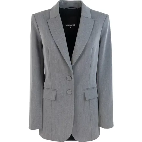 Chic Grey Blazer with Slim Fit , female, Sizes: 2XS - PATRIZIA PEPE - Modalova