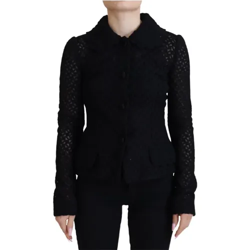 Wool Knitted Button Down Collar Jacket , female, Sizes: XS - Dolce & Gabbana - Modalova