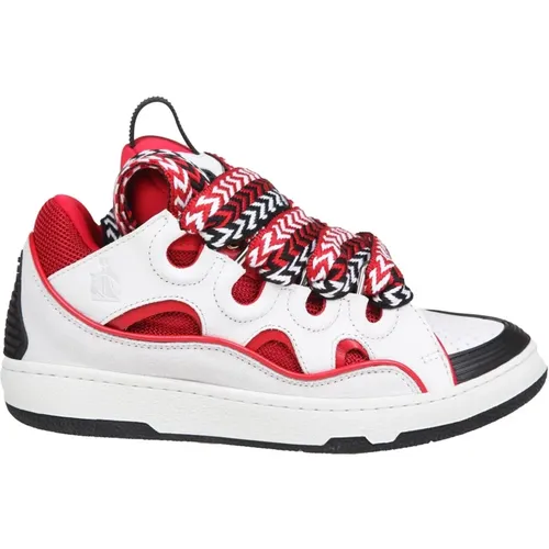 Red/White Leather Sneakers Lace Closure , male, Sizes: 7 UK, 6 UK, 11 UK, 9 UK, 10 UK, 12 UK, 8 UK - Lanvin - Modalova