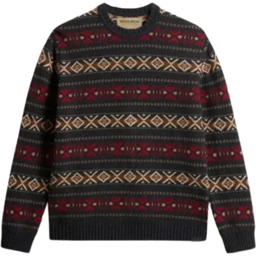 Fair Isle Merino Wollmischung Pullover , Herren, Größe: S - Woolrich - Modalova