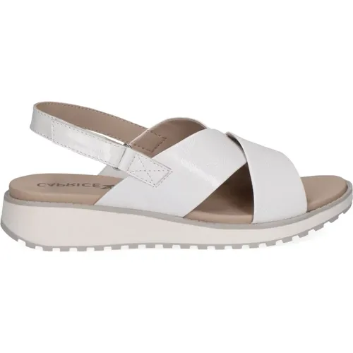 Weiße Casual Offene Flache Sandalen , Damen, Größe: 40 EU - Caprice - Modalova