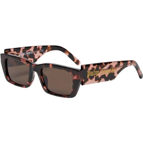 Hochwertige Pink Havana Sonnenbrille , unisex, Größe: 53 MM - Palm Angels - Modalova