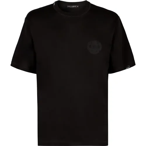 Cotton T-Shirt with Ribbed Neckline , male, Sizes: XS, XL, L, 2XL, 3XL, M, 4XL, S - Dolce & Gabbana - Modalova