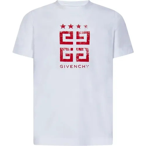 Men's Slim-Fit T-Shirt with Red 4G Stars Print , male, Sizes: S - Givenchy - Modalova