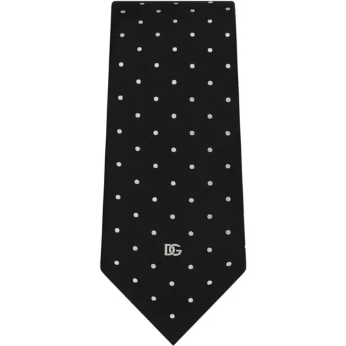 Polka Dot Silk Tie , male, Sizes: ONE SIZE - Dolce & Gabbana - Modalova