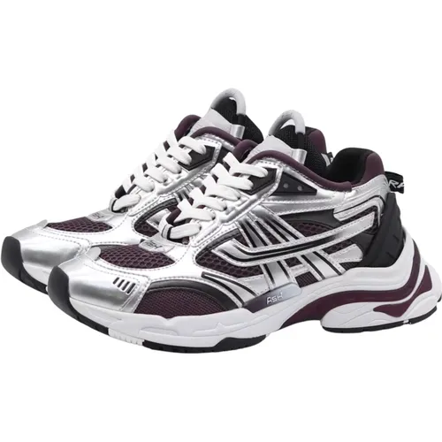 Sporty Race Sneaker with Patent Silver/Black/Plum Design , female, Sizes: 8 UK, 4 UK, 5 UK, 3 UK - Ash - Modalova