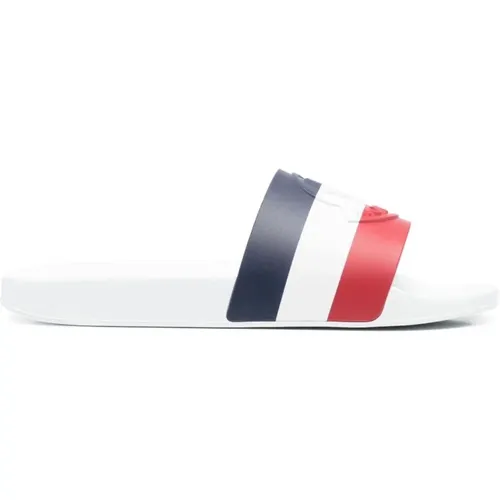 Gestreifte Logo-Sandalen Weiß , Herren, Größe: 40 EU - Moncler - Modalova