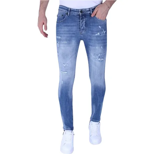 Stone Washed Slim Fit Jeans Für Männer Mit Stretch -1098 , Herren, Größe: W31 - Local Fanatic - Modalova