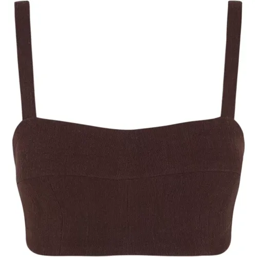 Grow, top bustier in linen and viscose aubergine , female, Sizes: L, XL, M - Cortana - Modalova