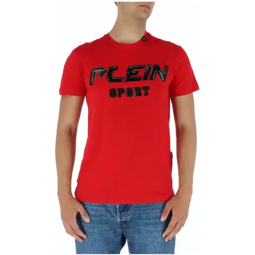 Rotes Kurzarm T-Shirt mit Druck , Herren, Größe: S - Plein Sport - Modalova
