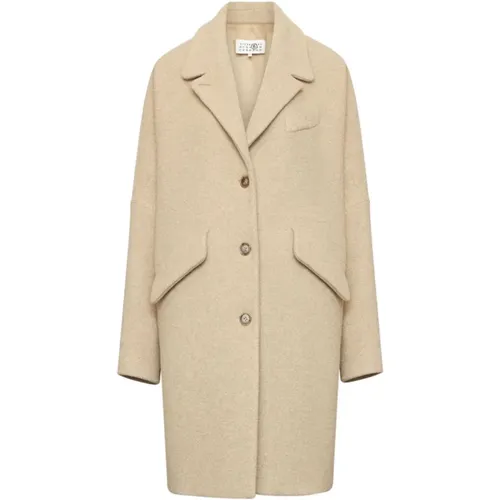 Wool Blend Fleece Coat , female, Sizes: S, XS - MM6 Maison Margiela - Modalova