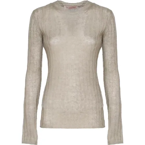 Linen Ribbed Sweater , female, Sizes: S - Valentino Garavani - Modalova