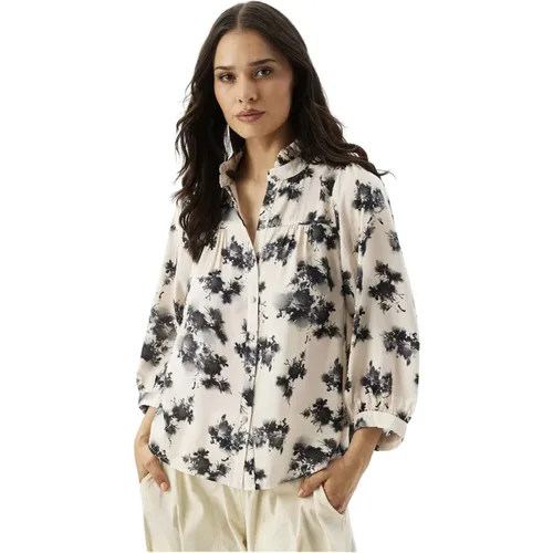 Abstract Print Shirt with Flounce Details , female, Sizes: L, XL, S, M, 2XL - IN Front - Modalova