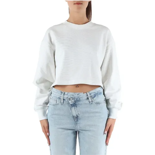 Cropped Cotton Sweatshirt , female, Sizes: S, XS, M - Calvin Klein Jeans - Modalova