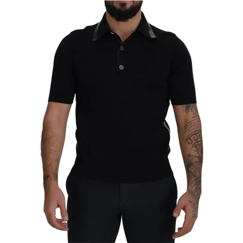 Schwarzes Polo Seiden T-Shirt - Dolce & Gabbana - Modalova