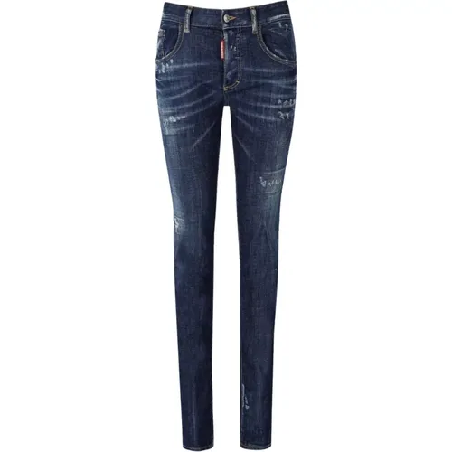 Dark Skinny Jeans with Rips and Washed-out Effect , female, Sizes: 3XS, XS, 2XS - Dsquared2 - Modalova