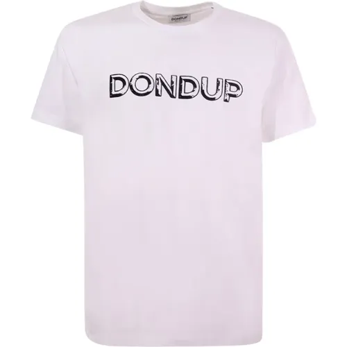 Weiße T-Shirt mit Rundhalsausschnitt und Logo , Herren, Größe: M - Dondup - Modalova