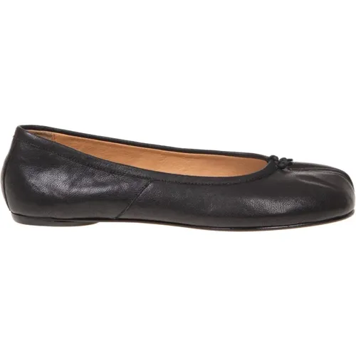 Schwarze Leder Tabi Ballerina Pumps , Damen, Größe: 35 EU - Maison Margiela - Modalova