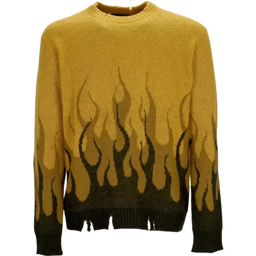 Flammen Oversize Crew Neck Sweater , Herren, Größe: M - VISION OF SUPER - Modalova