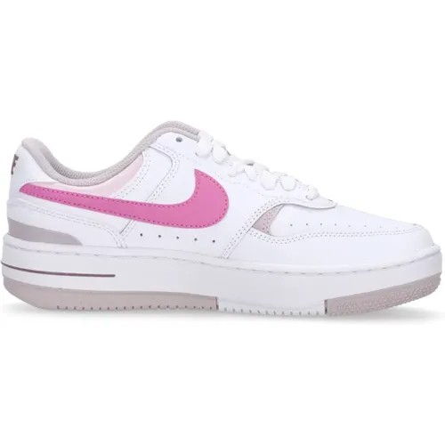 Weiße flache Schuhe mit rosa und violetten Akzenten , Damen, Größe: 37 1/2 EU - Nike - Modalova