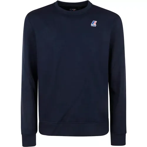 Blauer Pullover mit hohem Kragen , Herren, Größe: 2XL - K-way - Modalova