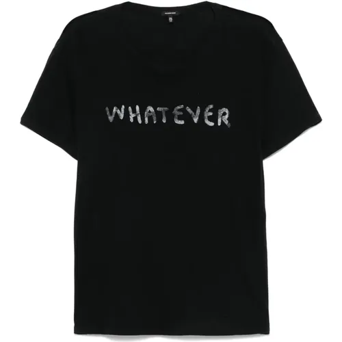 Schwarzes Whatever Boy T-Shirt , Damen, Größe: L - R13 - Modalova