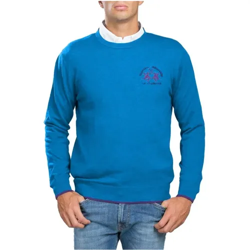 Blauer Bestickter Logo Pullover , Herren, Größe: 4XL - LA MARTINA - Modalova