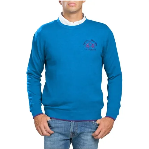 Blauer Bestickter Logo Pullover , Herren, Größe: S - LA MARTINA - Modalova