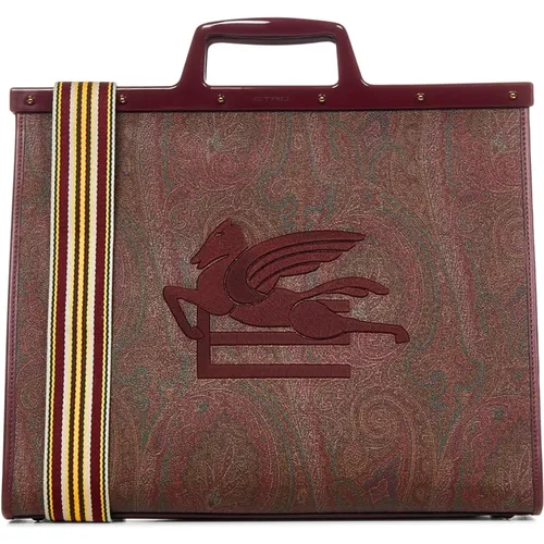 Red Paisley Canvas Shopping Bag , female, Sizes: ONE SIZE - ETRO - Modalova