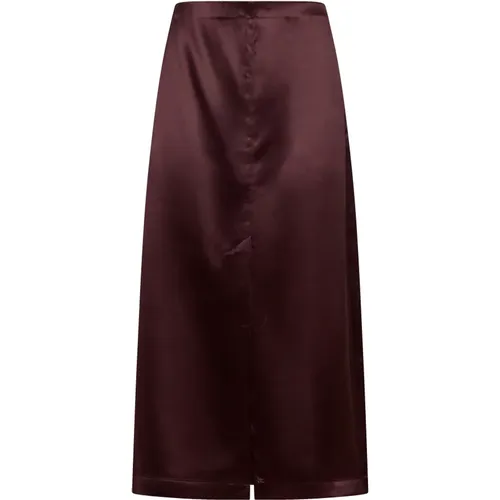 Bordeaux Red Silk Satin Skirt , female, Sizes: S, XS - Loulou Studio - Modalova