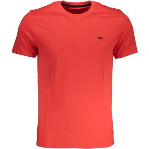 Rotes Baumwoll-T-Shirt mit gesticktem Logo - Harmont & Blaine - Modalova