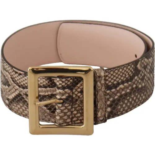Exotic Leather Wide Gold Belt , female, Sizes: 65 CM - Dolce & Gabbana - Modalova