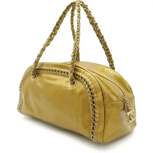 Pre-owned Gold Leather Chanel Boston Bag , female, Sizes: ONE SIZE - Chanel Vintage - Modalova