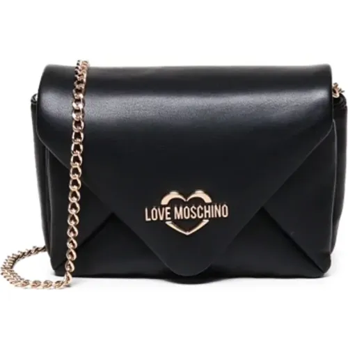 Schwarze Buchstabentasche mit Metalllogo - Love Moschino - Modalova