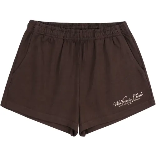 Braune Baumwoll-Disco-Shorts mit Logo , Damen, Größe: M - Sporty & Rich - Modalova