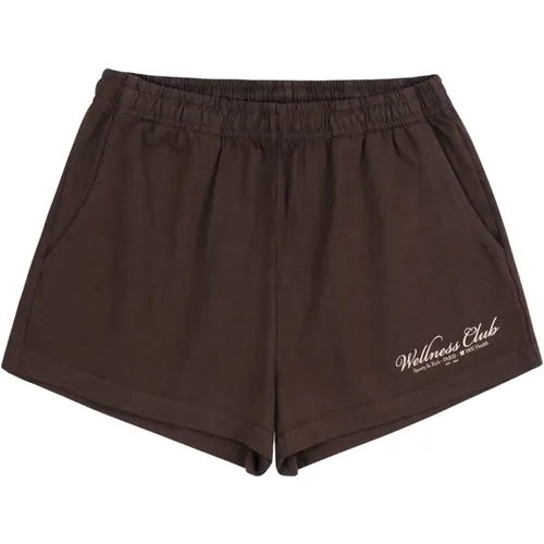 Braune Baumwoll-Disco-Shorts mit Logo - Sporty & Rich - Modalova