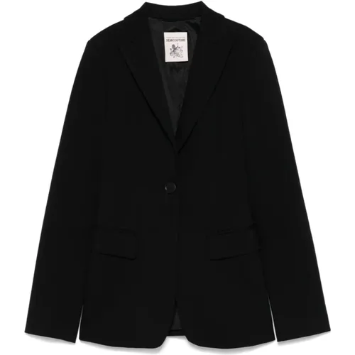 Schicker Schwarzer Blazer mit Spitzrevers - Semicouture - Modalova