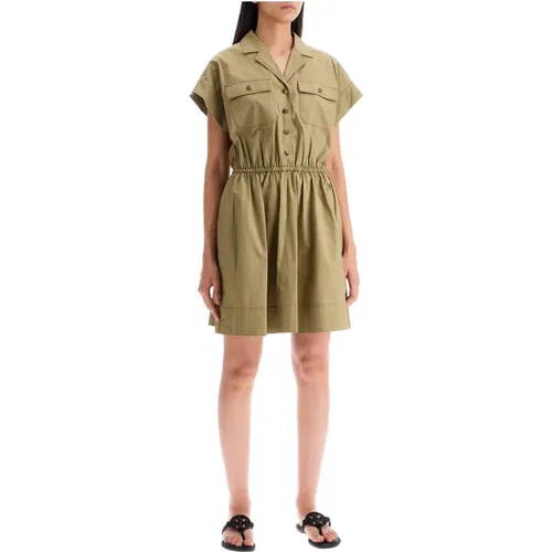 Saharan-inspired Mini Poplin Chemisier Dress , female, Sizes: 2XS - TORY BURCH - Modalova