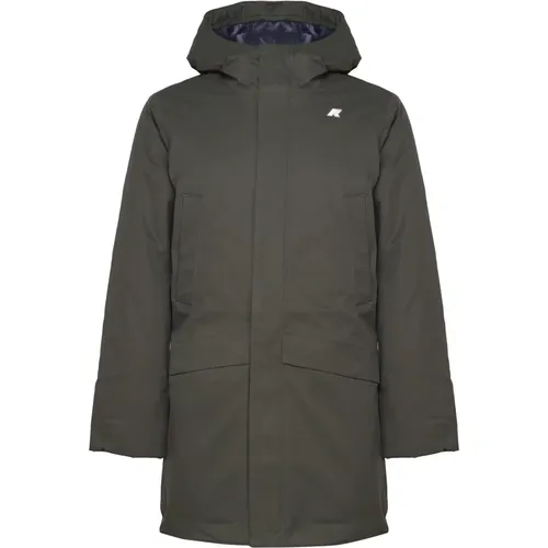 Grüner Nylon Trenchcoat mit Kapuze , Herren, Größe: L - K-way - Modalova