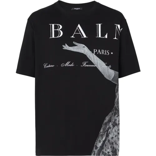 T-shirt with Jolie Madame print , male, Sizes: S, 3XL, XS, L, M - Balmain - Modalova